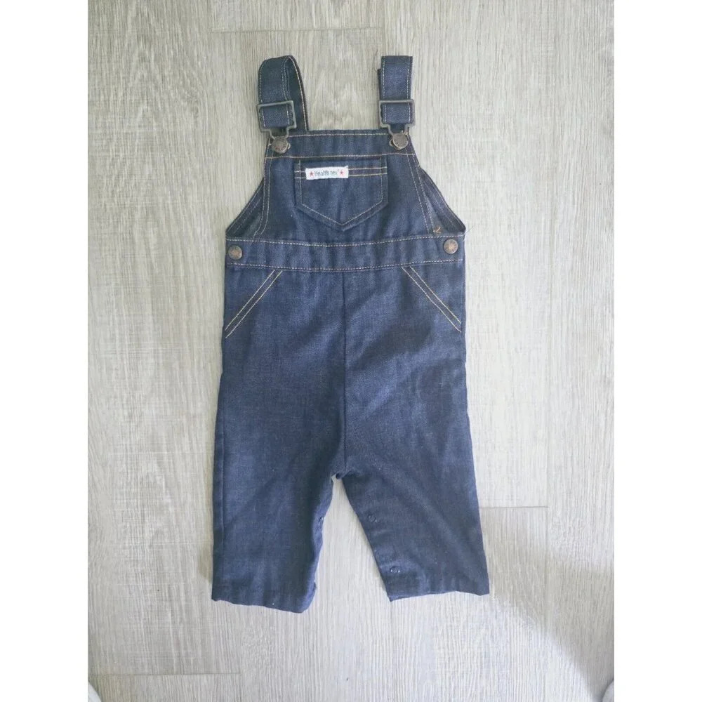 Health Tex Vintage Boys Chambray Denim Jean USA VTG Overalls Baby 12 M